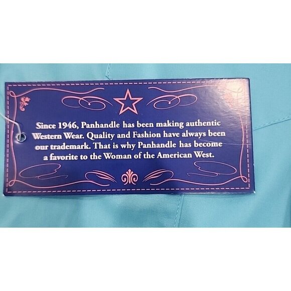 Panhandle Solid Pearlized Snap Turquoise Western Shirt Rodeo Women's Medium - Picture 8 of 13